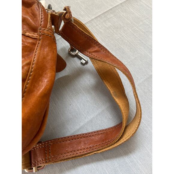 Fossil Tan Leather Boho Handbag Western Shoulder Crossbody 10x11x3 - Picture 11 of 11